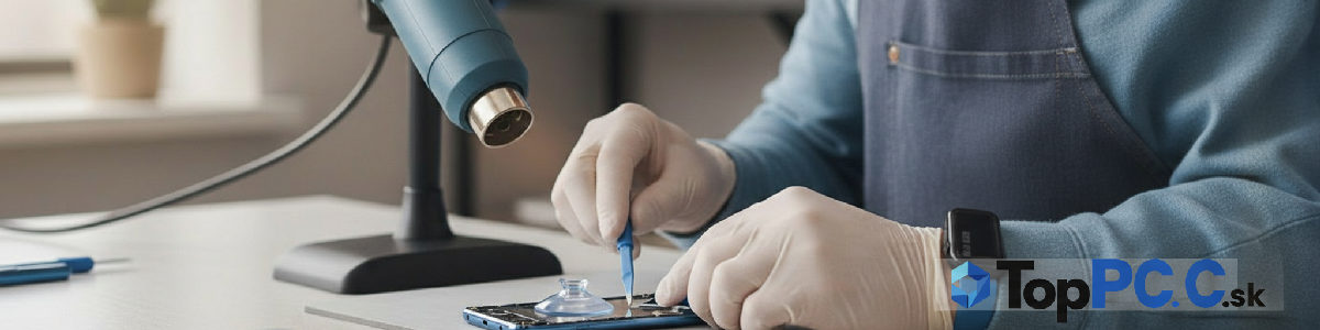 Otváranie smartfónu pomocou tepla a prísavky v servise.