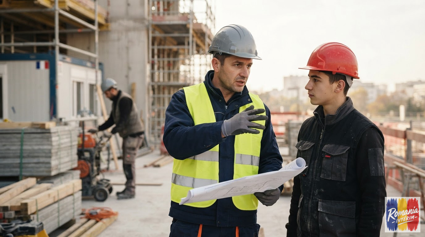 Des ouvriers qualifiés travaillant sur un chantier de construction en France.