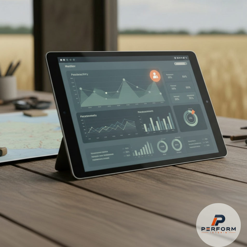 Tableau de bord numérique : productivité et recrutement intérimaires.