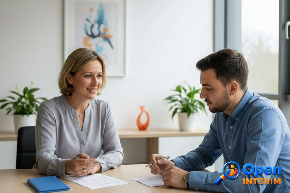 Un manager aide un employé roumain avec les formulaires Action Logement.