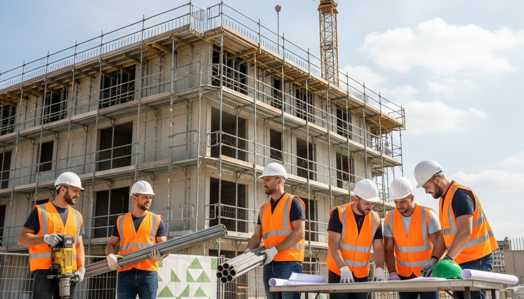 intérim BTP roumain avantages - Chantier BTP français avec des intérimaires roumains qualifiés.