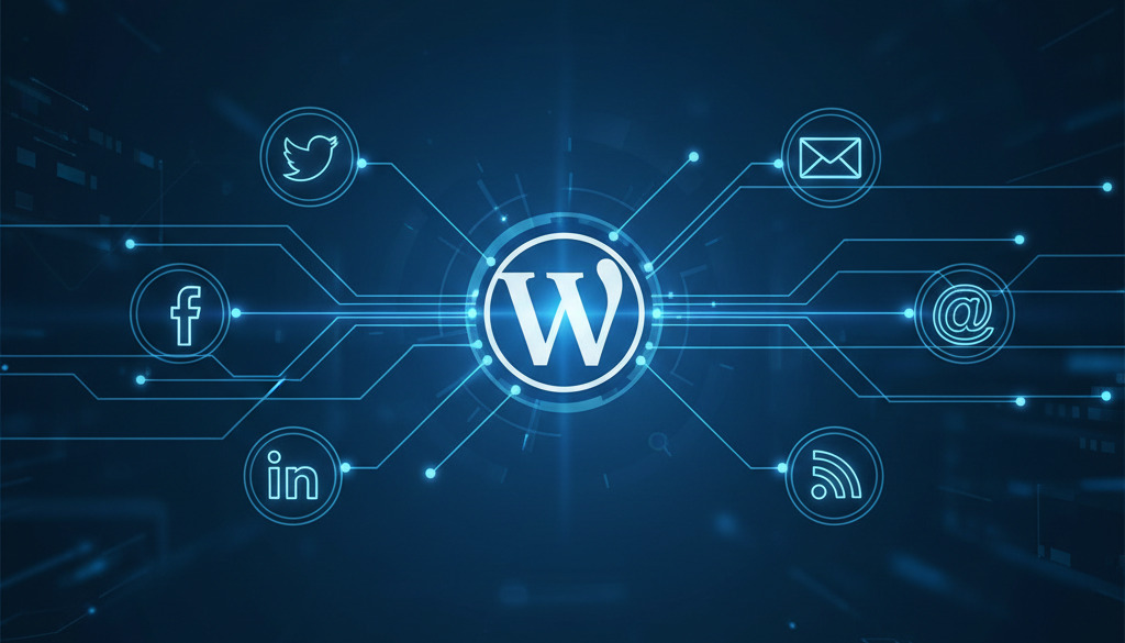 WordPress integration with social media, email, and RSS feeds.