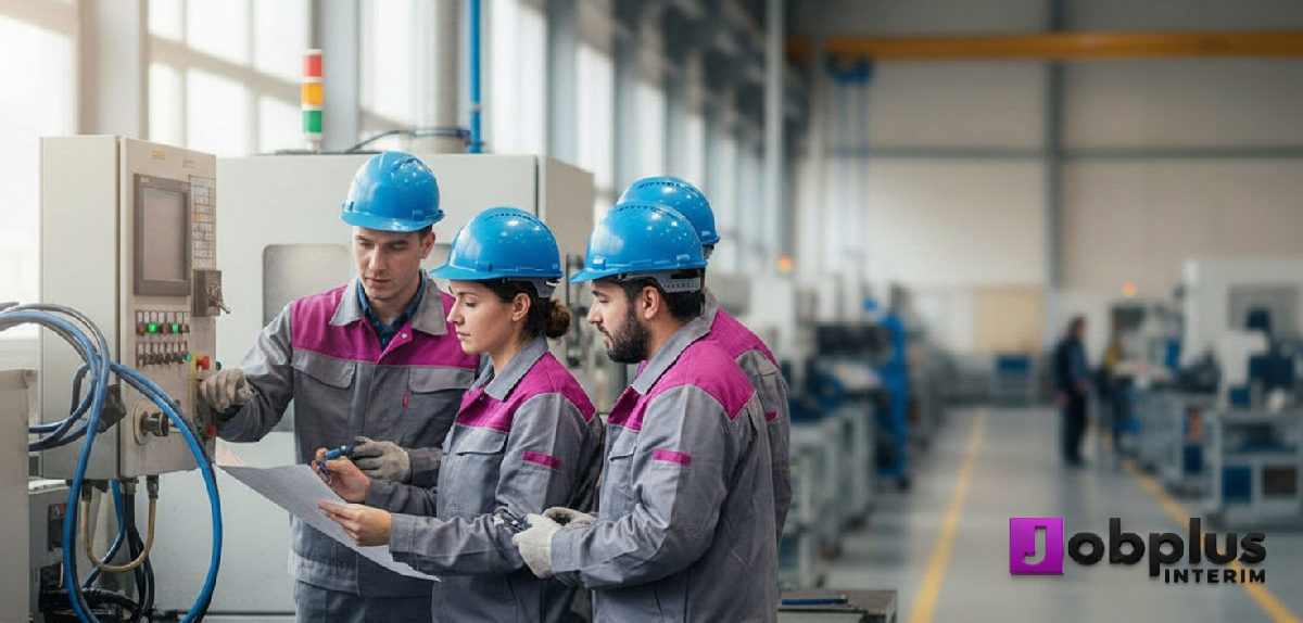 Techniciens français et roumains collaborant sur un site industriel.