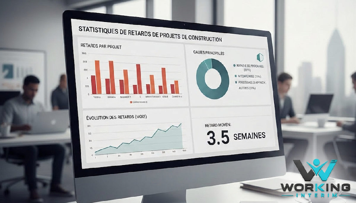 Tableau de bord affichant les retards de projets dus au manque de personnel.