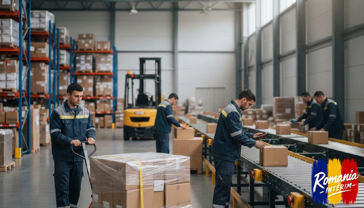 Entrepôt logistique : efficacité de la main-d'œuvre roumaine.
