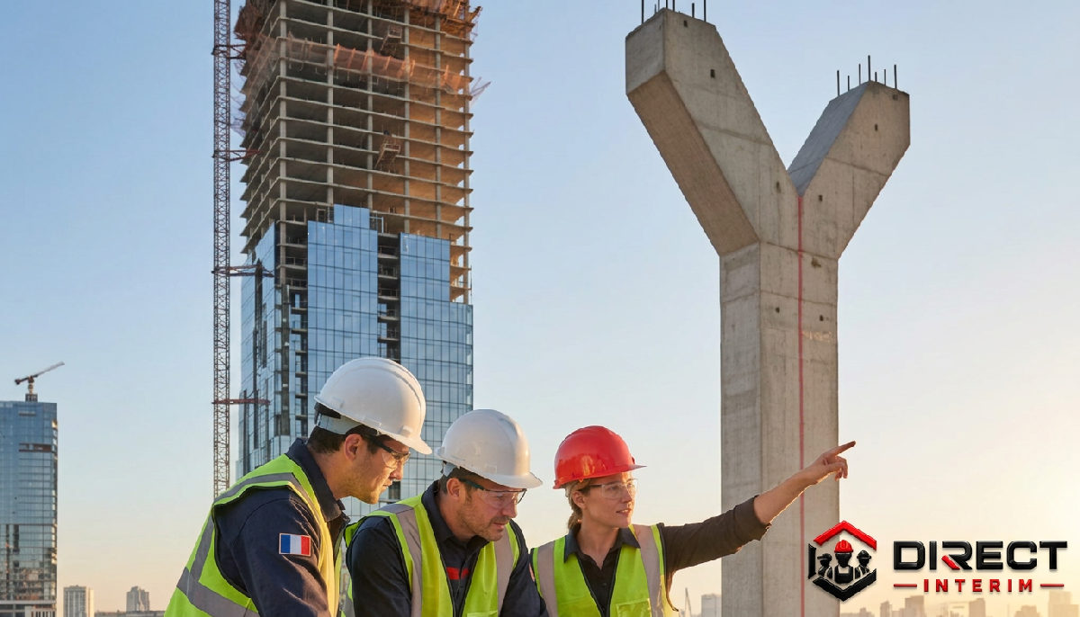 Ouvriers qualifiés sur un chantier, collaboration franco-roumaine.