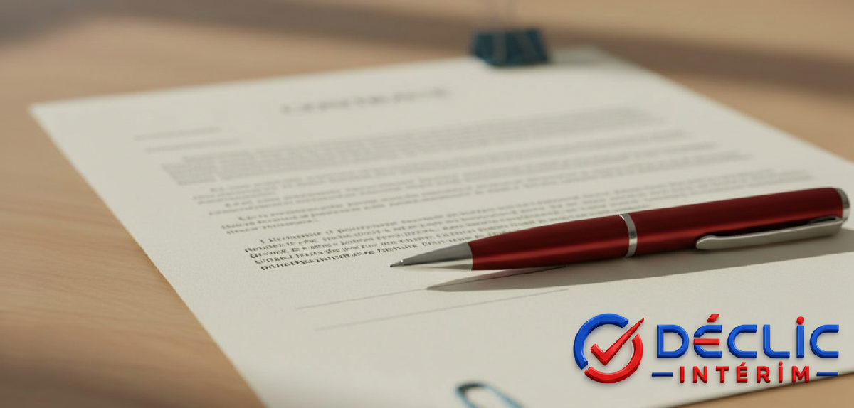Gros plan sur un contrat de travail français prêt à être signé.