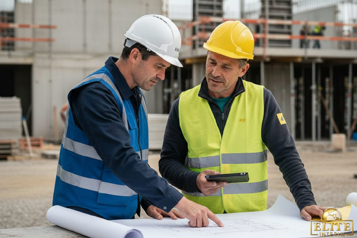Manager et chef d'équipe roumain sur un chantier en France.