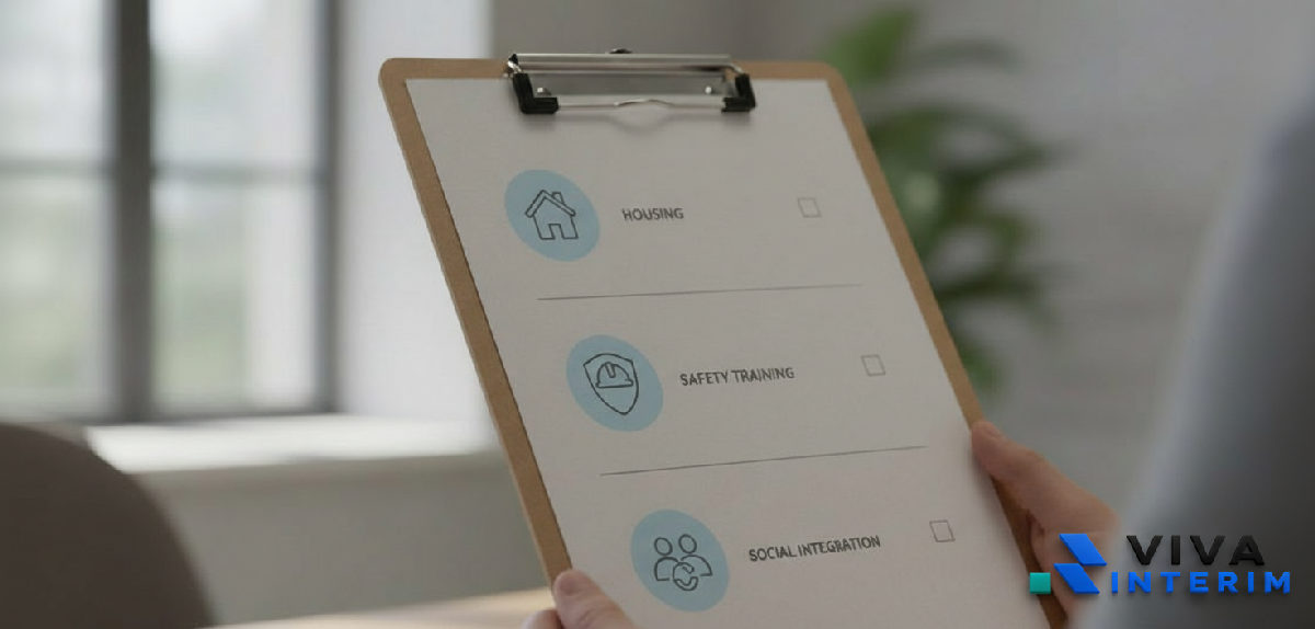 Une checklist détaille le parcours d'accueil des travailleurs roumains.