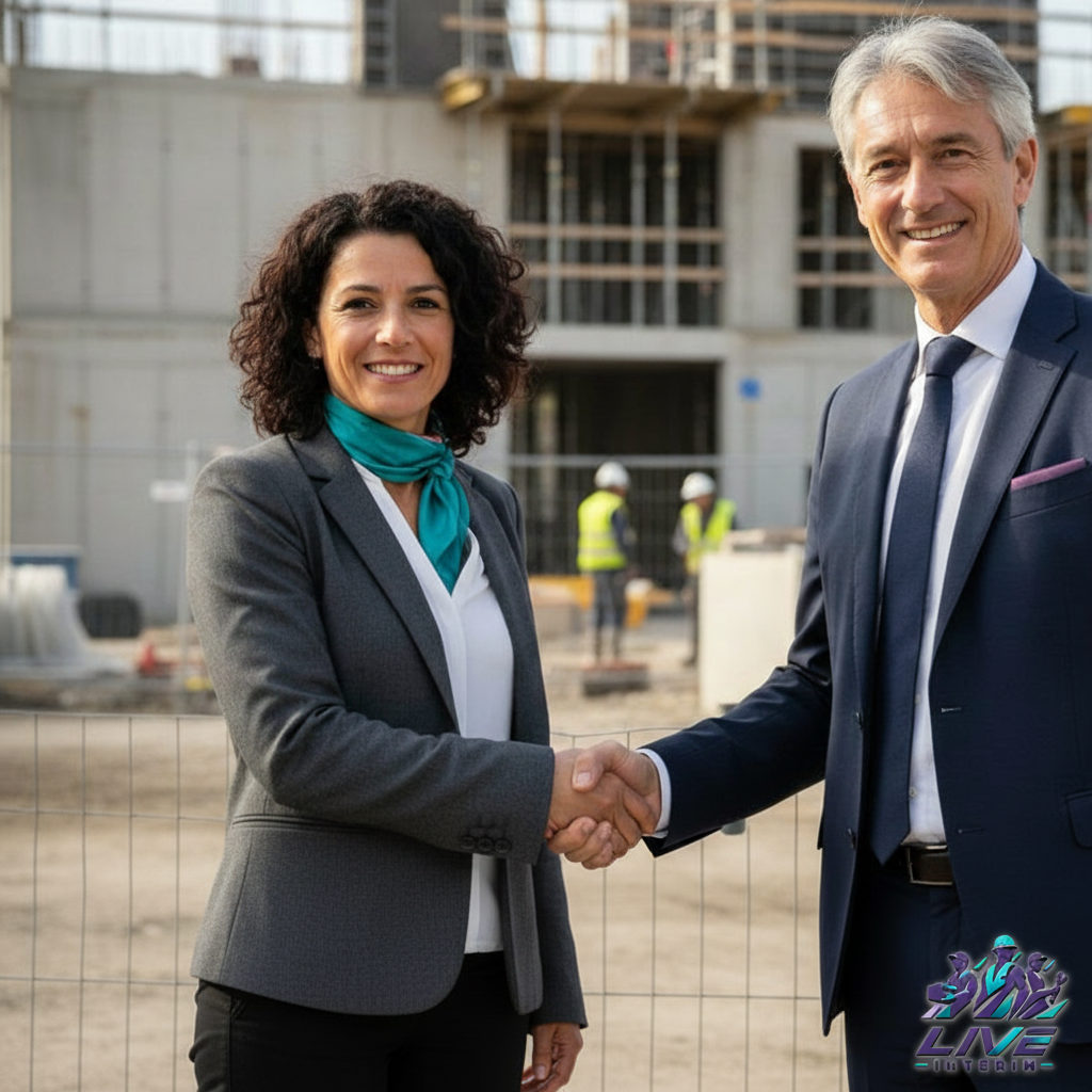 Poignée de main symbolisant un partenariat entre entreprise française et Live Interim.