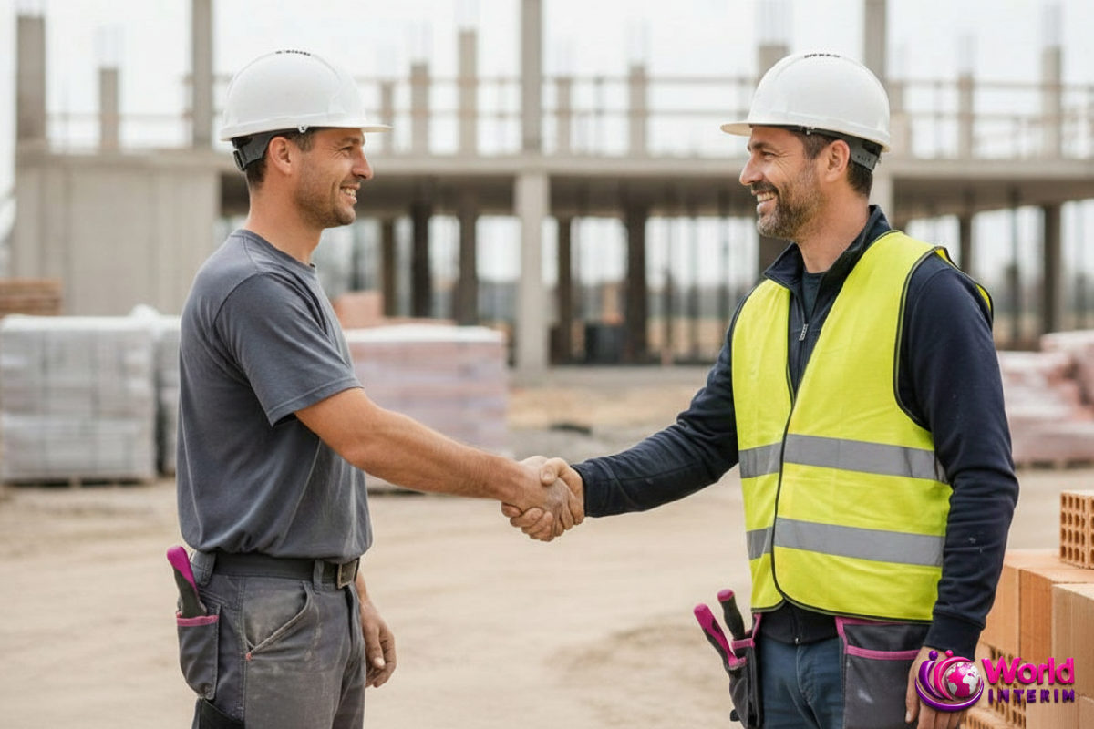 Chef de chantier français et maçon roumain, partenariat réussi.