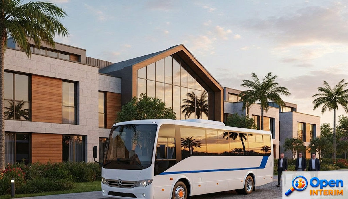 Minibus devant un logement : logistique de transport fluide.