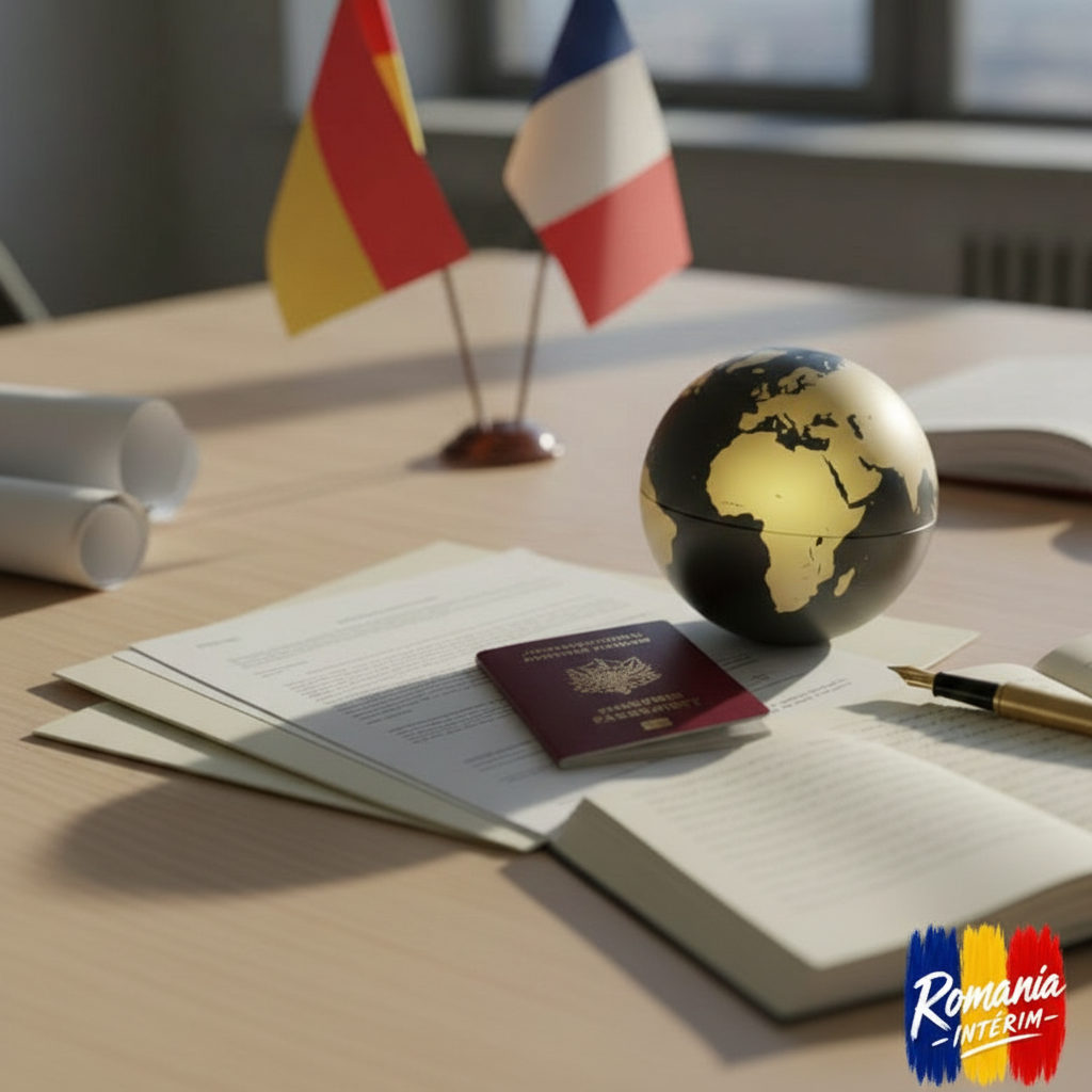 Des documents et des poignées de main symbolisant les formalités d'intérim.