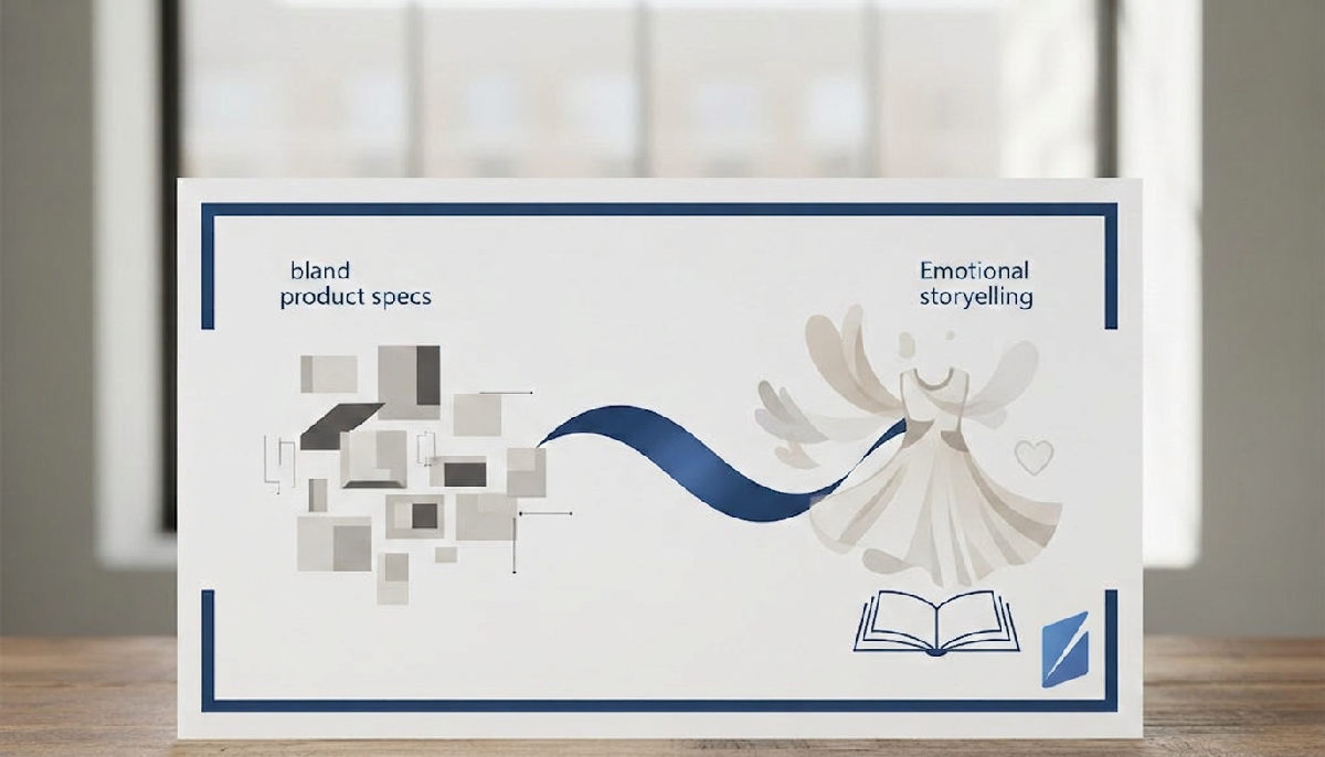 Infograafik näitab AI-ga täiustatud emotsionaalset jutustavat sisu moe jaoks.