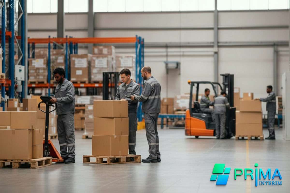 Entrepôt logistique dynamique avec des travailleurs efficaces.