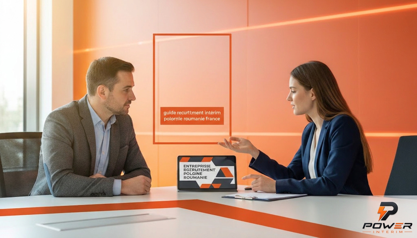 guide recrutement intérim pologne roumanie france entreprise recrutement pologne roumanie - Recruteur expliquant un guide à un manager en bureau.