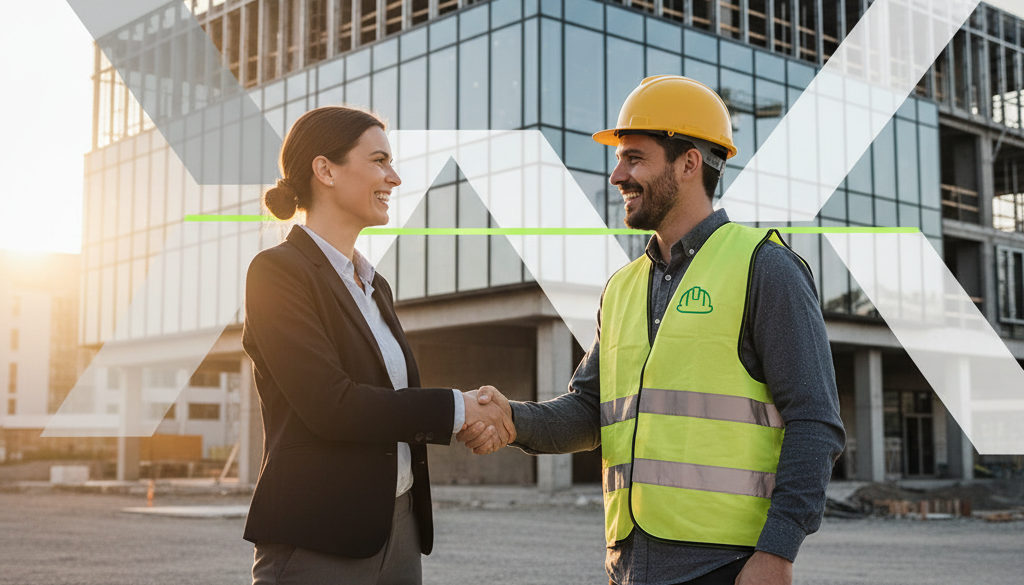 coût détachement travailleurs - Chef et RH devant un chantier, succès d'un projet optimisé.