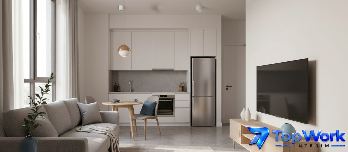 Appartement moderne et équipé pour les intérimaires.
