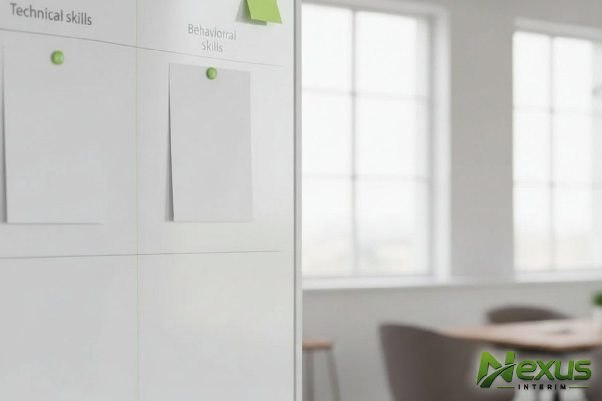 Tableau blanc détaillant la structure d'un entretien de recrutement.