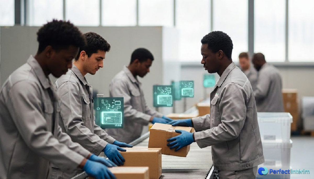 Préparateurs de commandes efficaces dans un centre de tri dynamique.