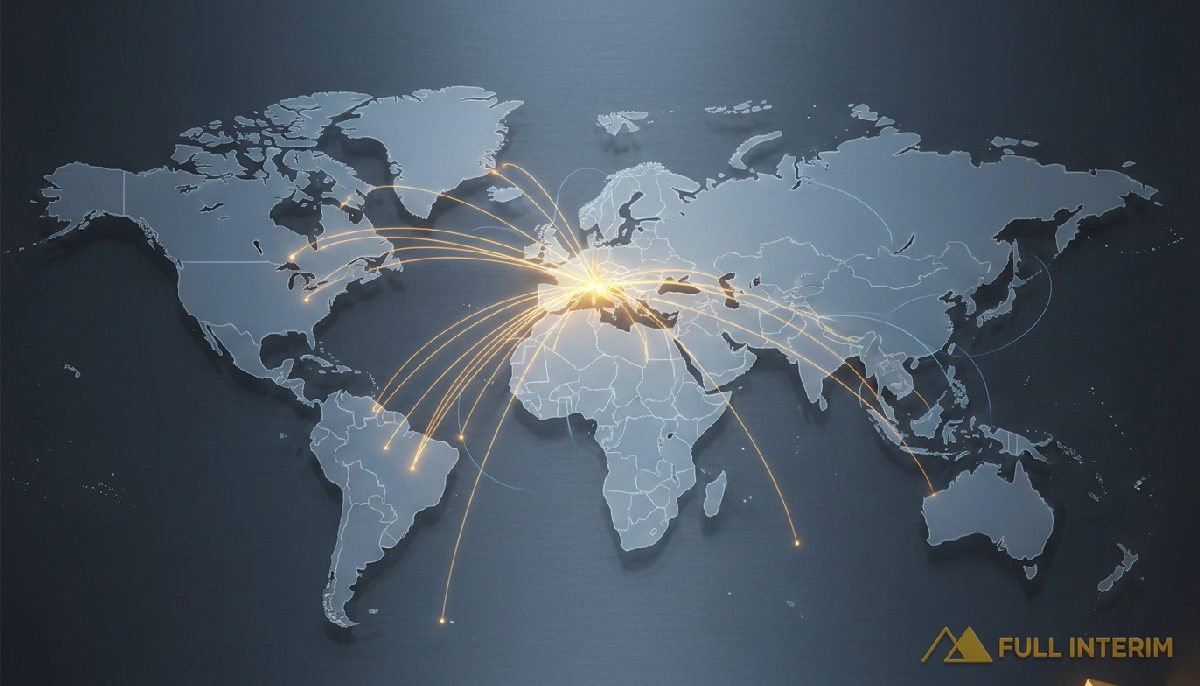 Carte du monde : flux de main-d'œuvre qualifiée France-Roumanie.
