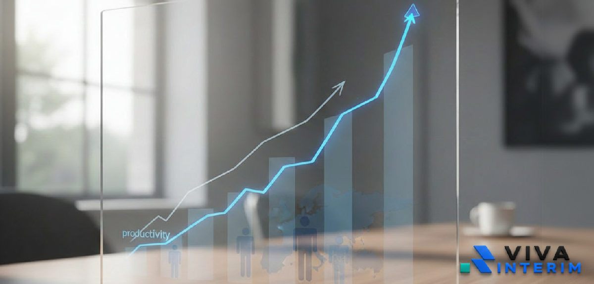 Graphique de croissance de productivité avec travailleurs européens qualifiés.