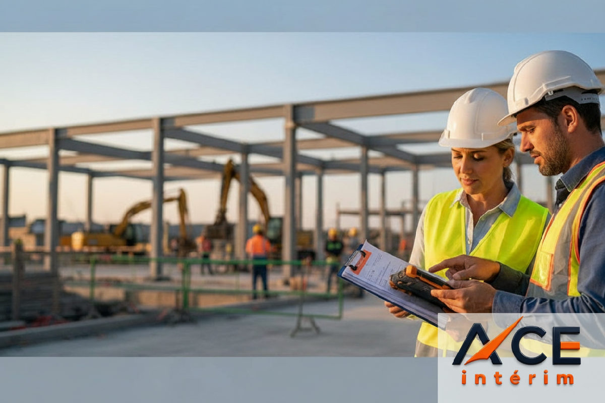 Inspecteur du travail vérifiant des documents sur un chantier.