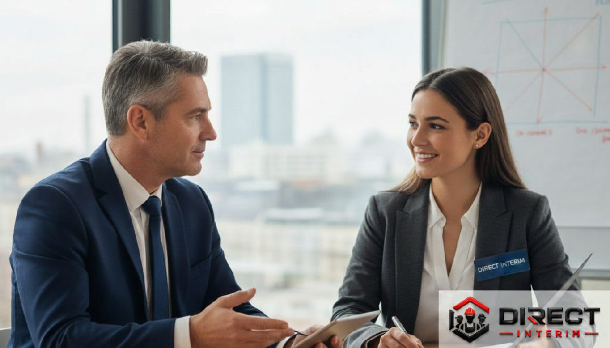 Consultant en recrutement discutant avec un gestionnaire de flotte.