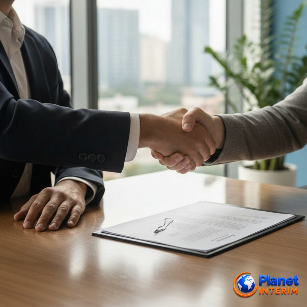 Professionnels signant un contrat dans un bureau