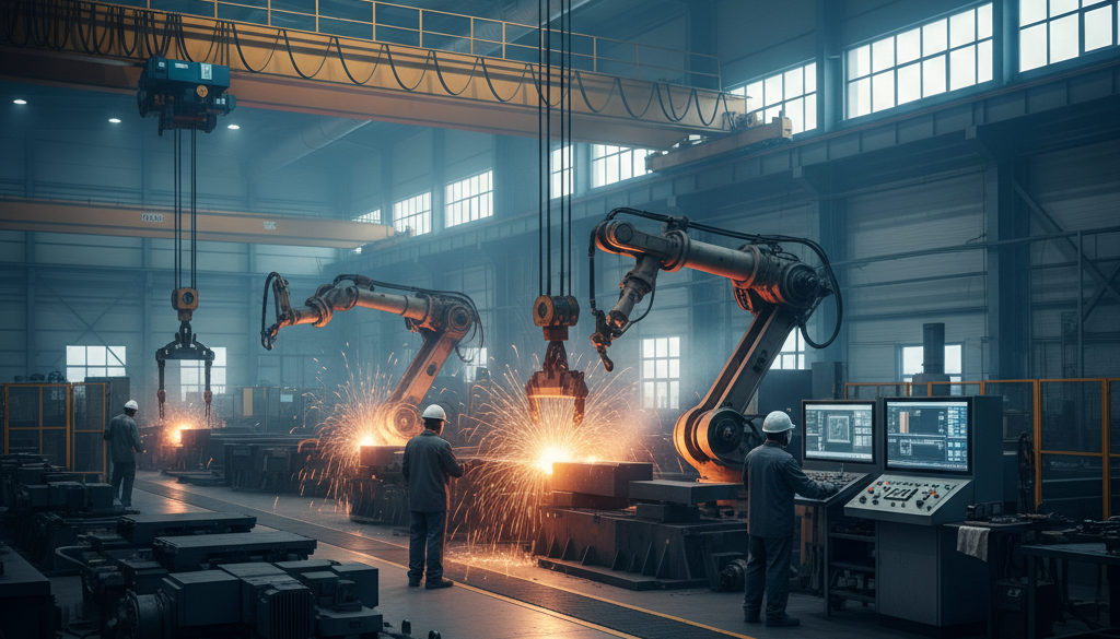 métiers tension industrie ouvriers roumains – Ouvriers qualifiés dans une usine de métallurgie moderne.
