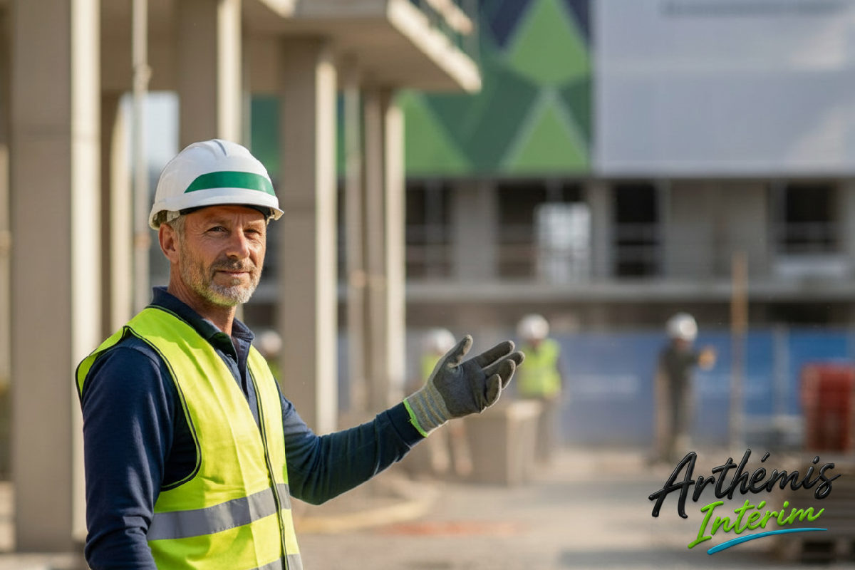 Ouvrier roumain sur un chantier français, équipement de sécurité.