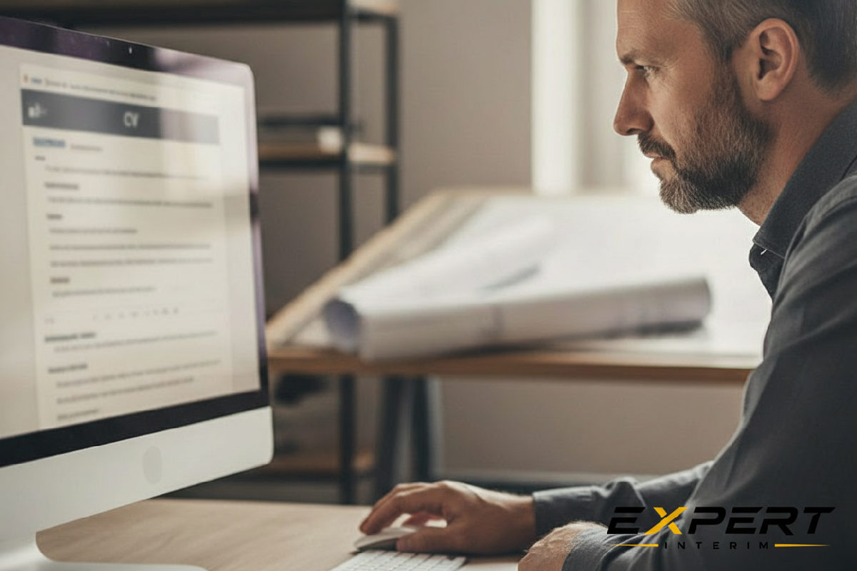 Responsable RH examinant un CV pour le recrutement BTP.
