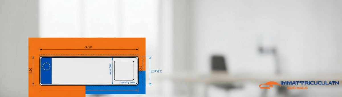 Infographie des dimensions et normes d'une plaque d'immatriculation.