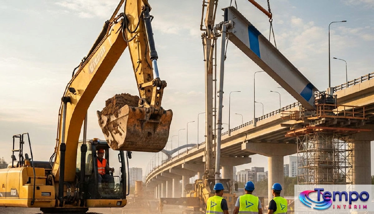 Travailleurs roumains opérant des engins lourds sur un chantier.