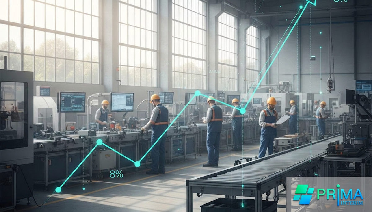 Graphique de croissance sur une usine, symbolisant la performance du travail détaché.