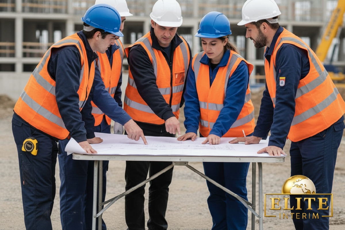 comment recruter du personnel roumain intérimaire - Réunion sur un chantier français avec des intérimaires roumains.