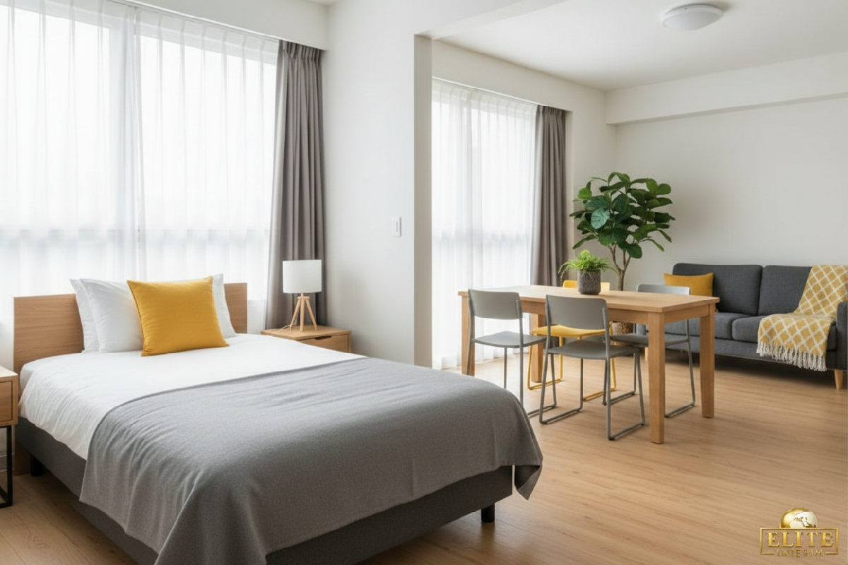 Logement moderne pour travailleurs intérimaires internationaux en France.