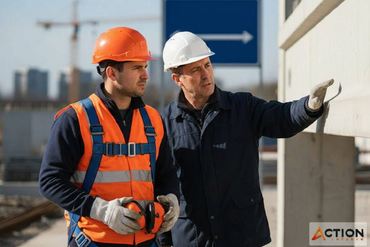 Formation sécurité pour intérimaire sur un chantier français.
