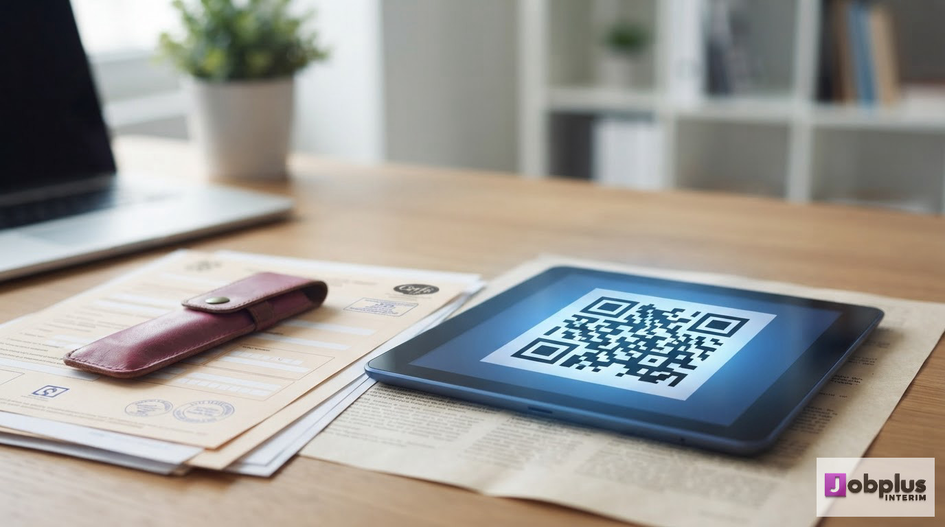 Un document Cerfa et une tablette avec un QR code de confirmation SIPSI.