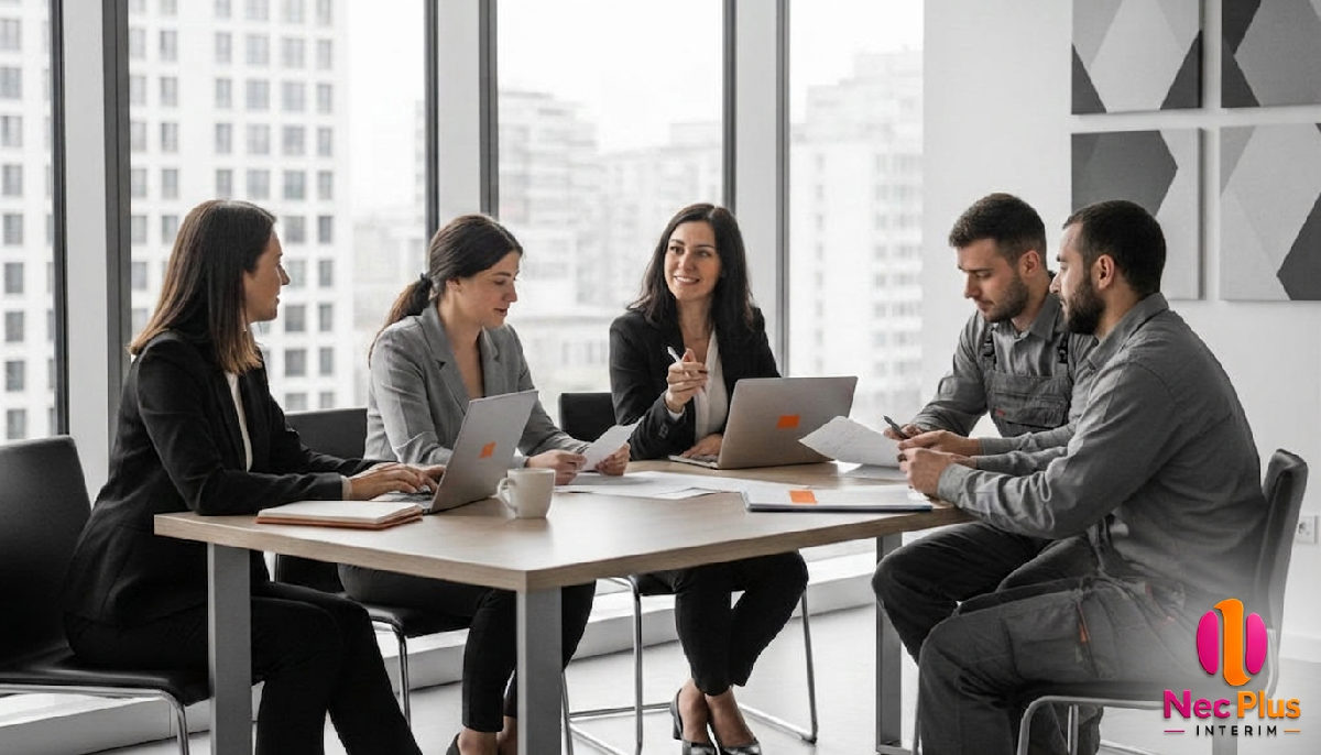 chargés de recrutement roumains - Recruteurs roumains en entretien dans un bureau moderne à Bucarest.