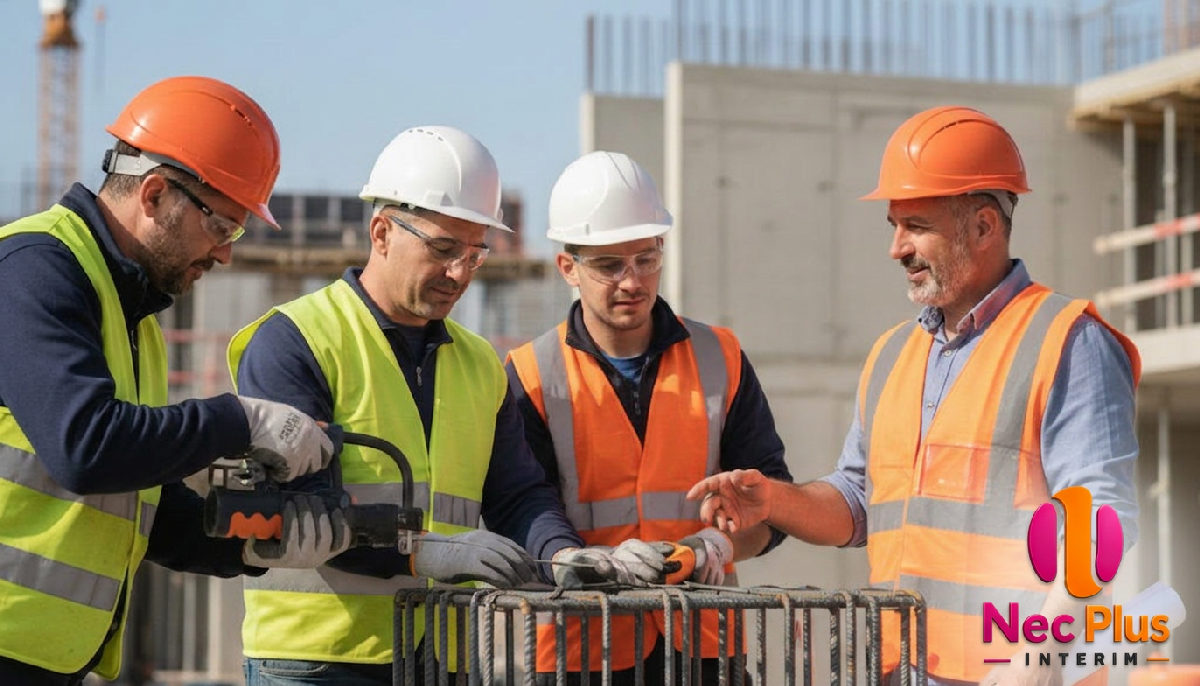 Ouvriers roumains qualifiés sur un chantier en France.