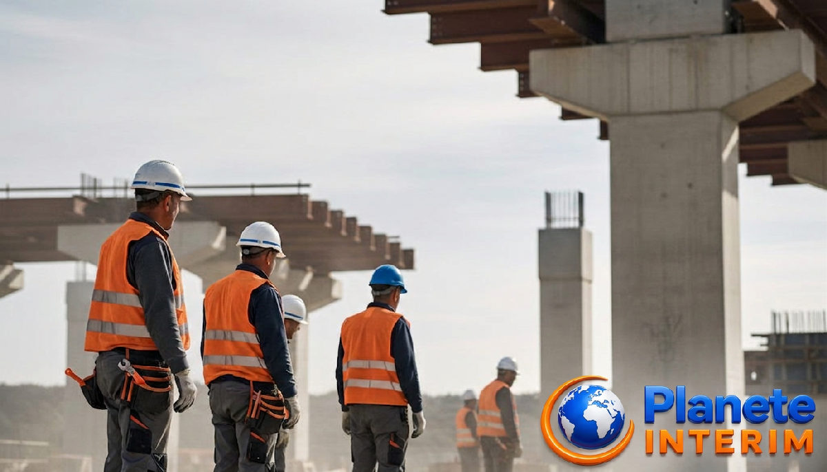 Ouvriers roumains sur un chantier d'infrastructure français, optimisant les coûts.