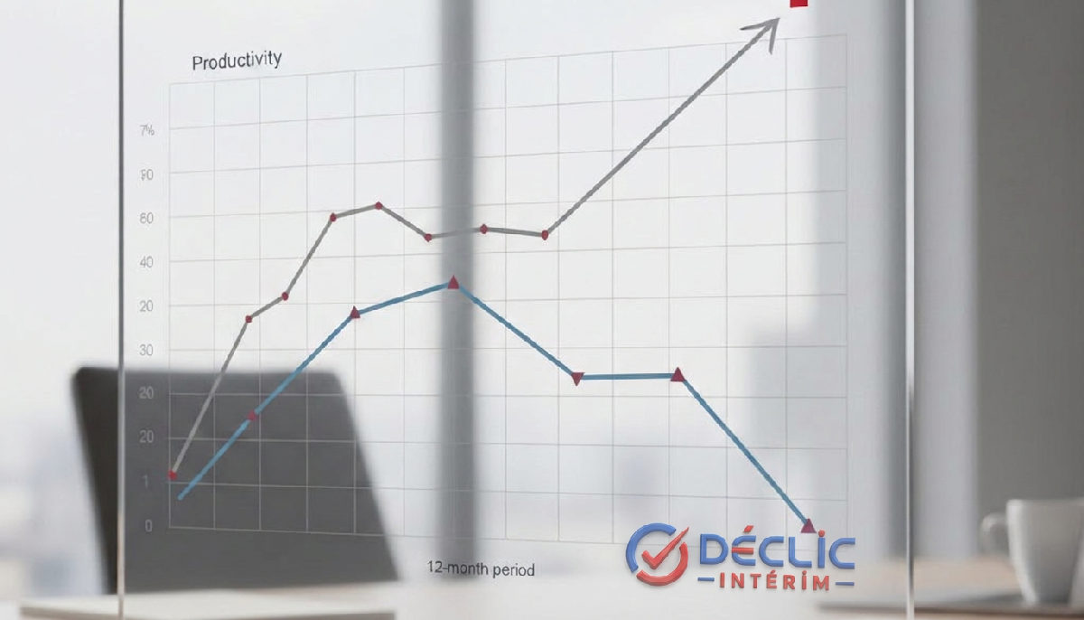 Graphique montrant l'augmentation de productivité et la baisse des coûts RH.