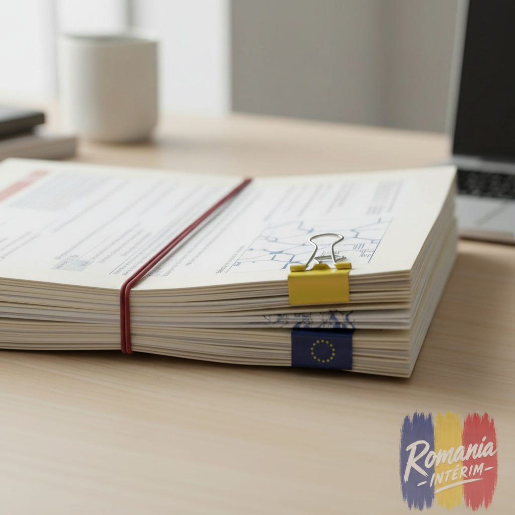 Dossier administratif avec formulaires Cerfa et documents européens.