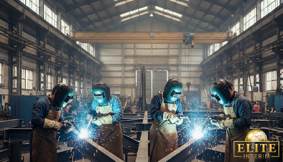 Soudeurs polonais et roumains qualifiés dans un atelier industriel.