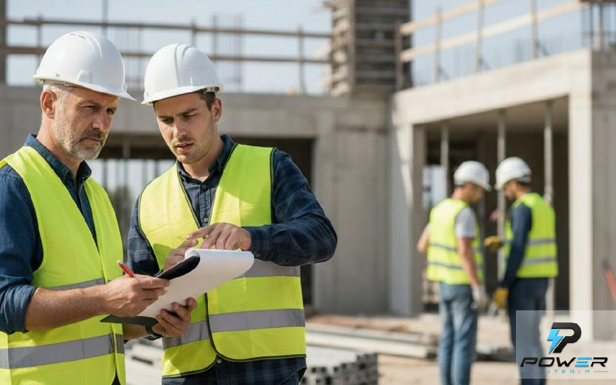 Inspecteur du travail vérifiant la conformité sur un chantier.