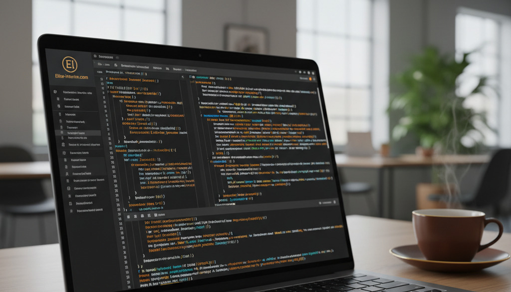 Code informatique affiché sur un écran, illustration de l'expertise IT roumaine.