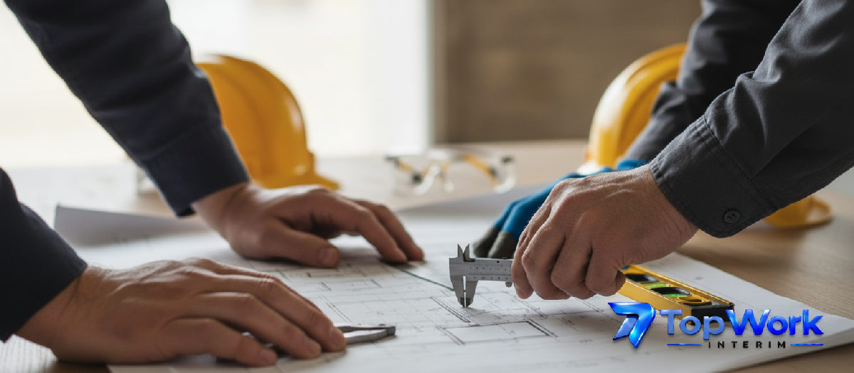 Mains d'ouvriers BTP manipulant des outils sur un chantier.