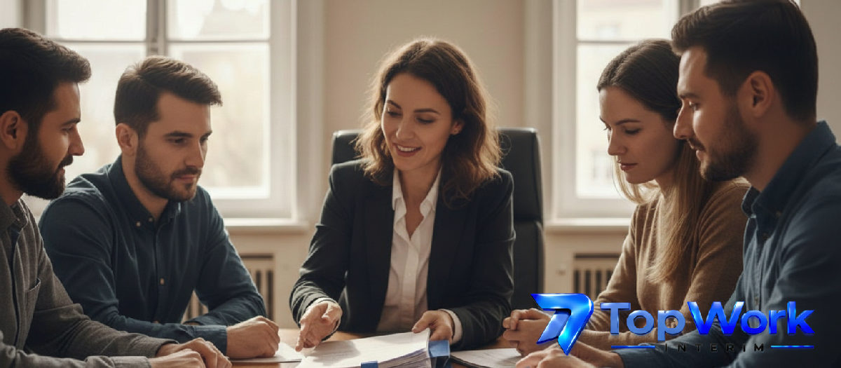 Un bureau traite des contrats de mutuelle pour des ouvriers européens.