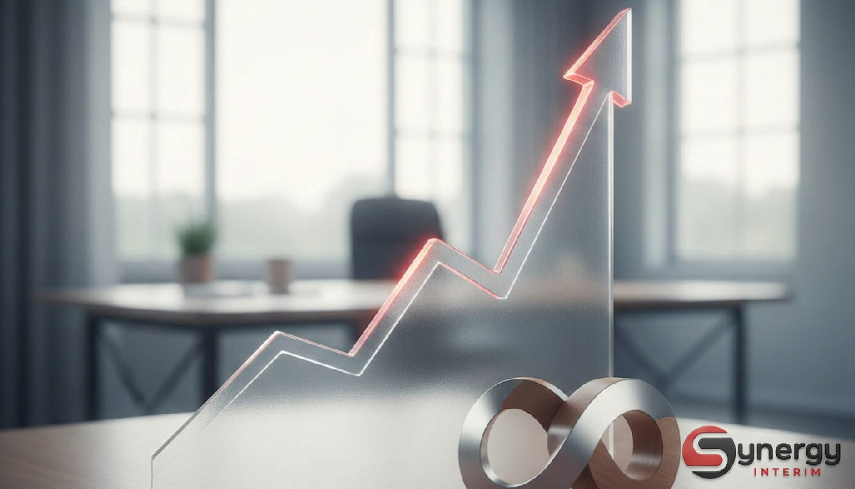 Pourquoi choisir Synergy Interim pour recruter en Roumanie 2 Graphique de croissance montrant l'augmentation du chiffre d'affaires après l'intégration de renforts intérimaires.